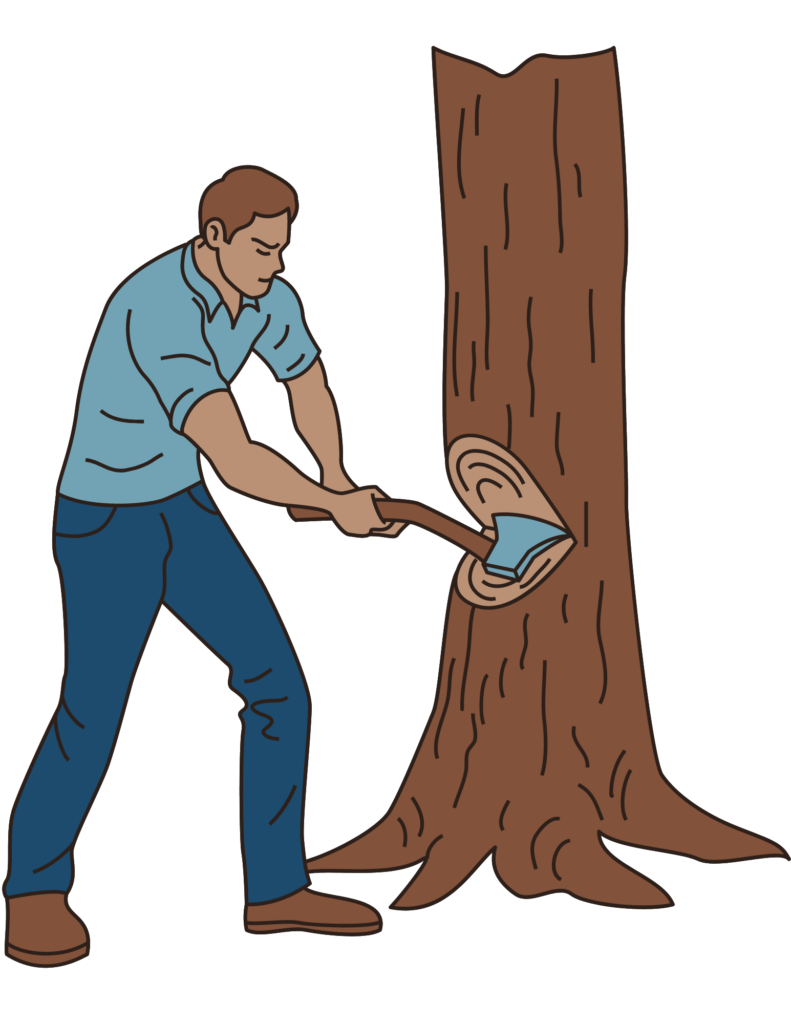 Man Cutting a Tree | The Habit of Sharpening the Saw through rest and relaxation | Cornerstone Dog Training 